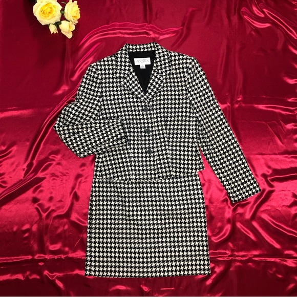 Casual Corner Annex Petite Women Tweed Suit Set/Black & White - Picture 4 of 16